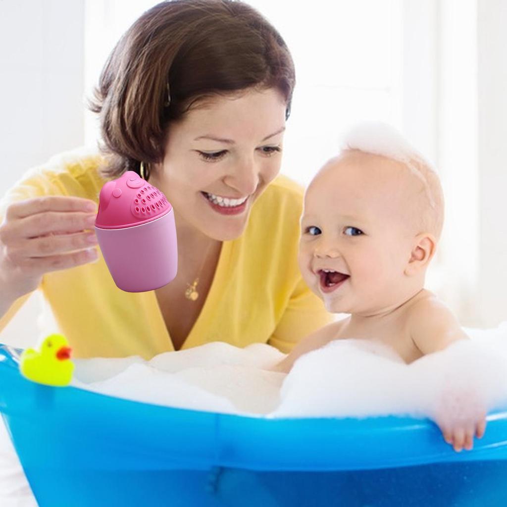Bath Rinser Cup for Babies Cartoon Bear Baby Bath Rinse Cup with Handle Rinsing Water Scoop for Protecting Infant Toddlers Eyes