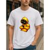 European size Yellow Hat Smiling Face Little Figure Cool Street Style Summer Fashion T-shirt, Casual Short-sleeved T-shirt, Round-neck Top