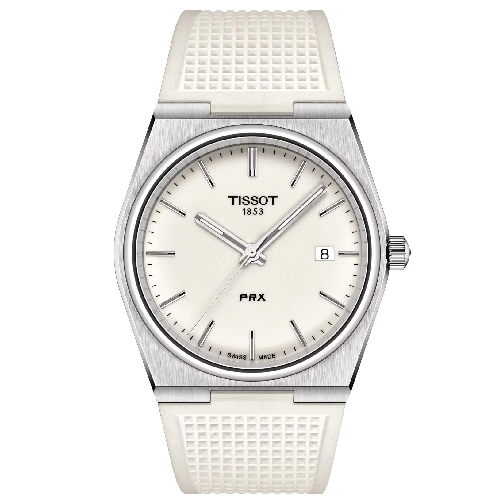 

Tissot PRX Men s Watch, White Dial, Rubber Strap, T1374101701100 [Official Import]