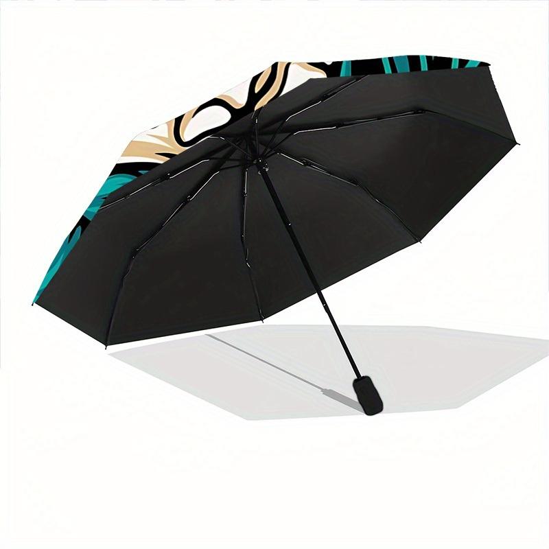 1pc Skull Flowers Automatic Open/close Folding Compact Umbrella, 8 Rib Sturdy Canopy, Lightweight Portable, Everyday Use, Gift,,139