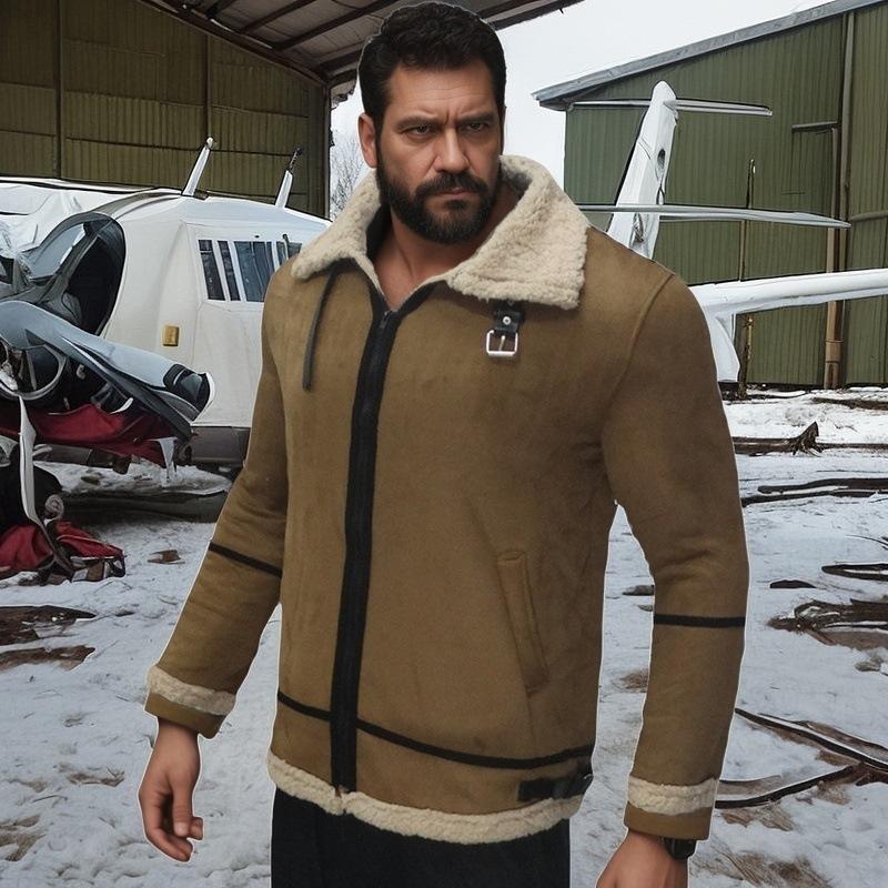 

Мужское меховое пальто All-in-one средней длины из утолщенной замши 5XL