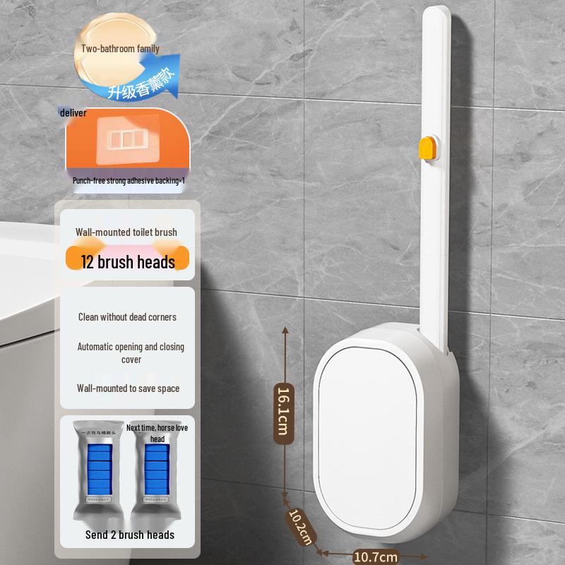 Wandmontiertes Toilettenbürsten-Set mit Einweg-Ersatzköpfen