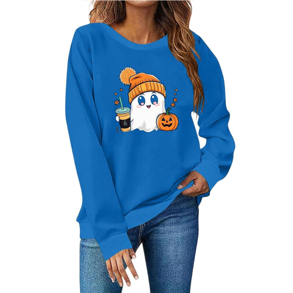 Women's Fashion Casual Print Casual Long Sleeve Round Neck Sweatshirt Top