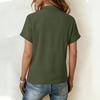Women's Casual Short-Sleeve Cotton Linen Ruffled Button-Up Shirt