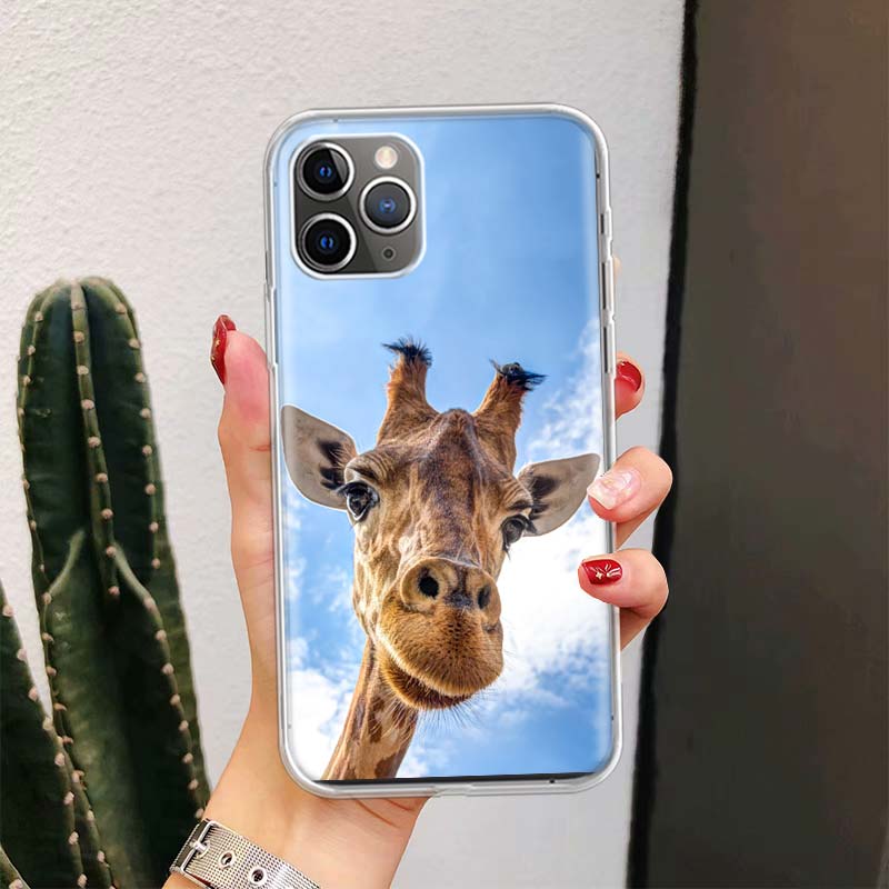 Cute Cartoon Giraffe Animal For iPhone 17 Air 16 15 14 Plus 13 Mini 12 11 Pro Max Phone Case 16E 7 Print 8 SE Fundas Cover Soft