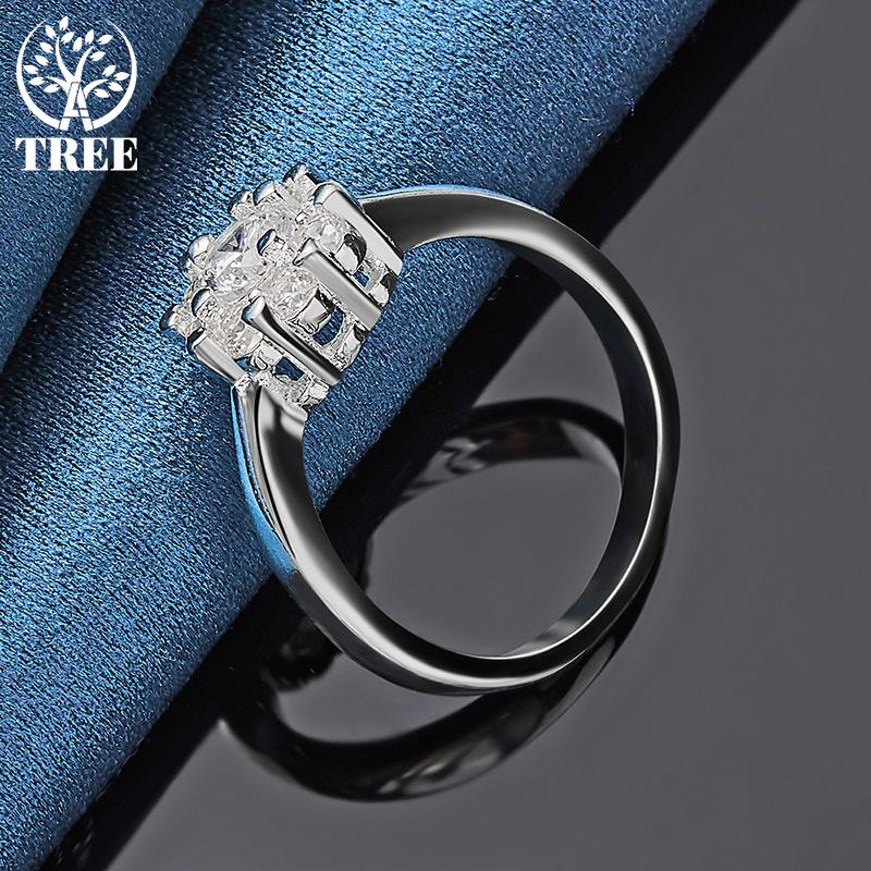 925 Sterling Silver Flower Velký AAA Zirkonový prsten