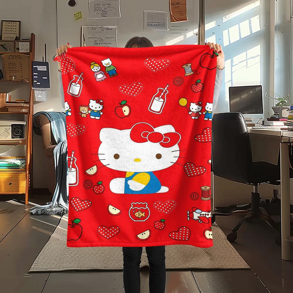 1PC Sanrio Cute Print Flannel Blanket, High quality All Seasons, Home Decor, Warmth and Comfort, Perfect for Christmas Gifts