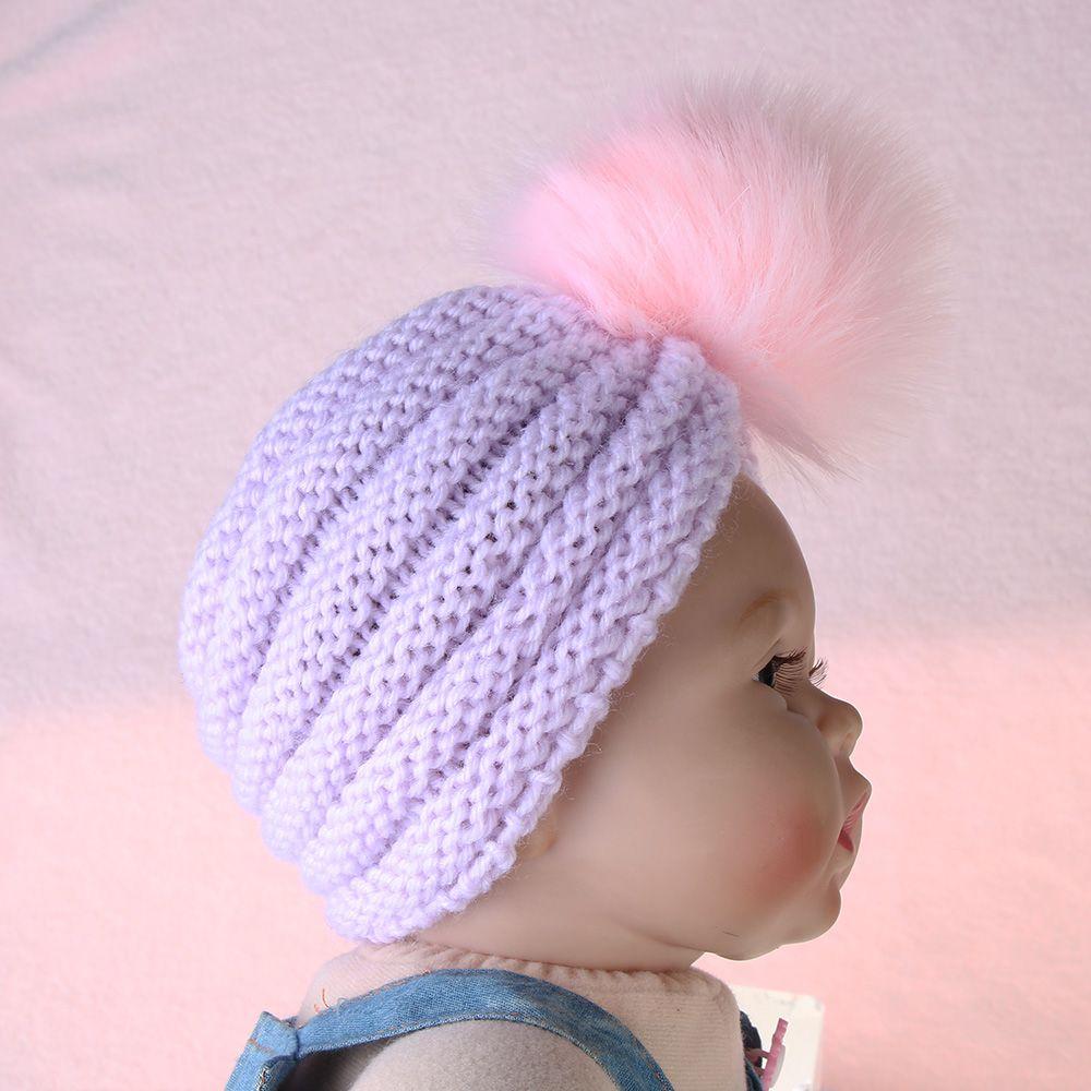 Newborn  Toddler  Winter Warm  Fur Ball  Indian Turban Baby Knit Hat  Knot