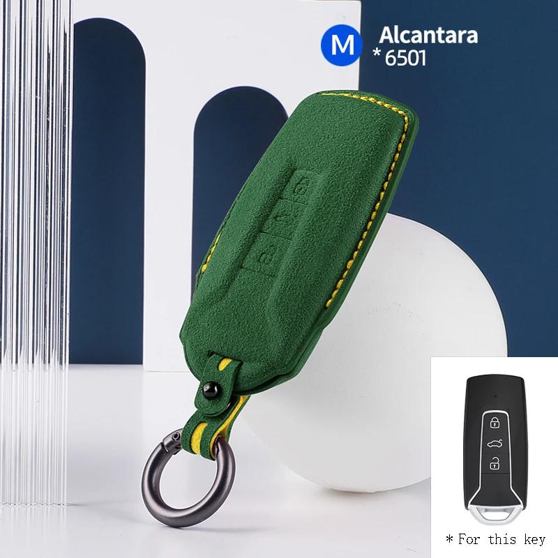 Interior Mouldings For for Car Remote Key Case Cover Shell VW Volkswagen 2018 - 2021 Touareg 3 Button Alcantara Suede Car Key S