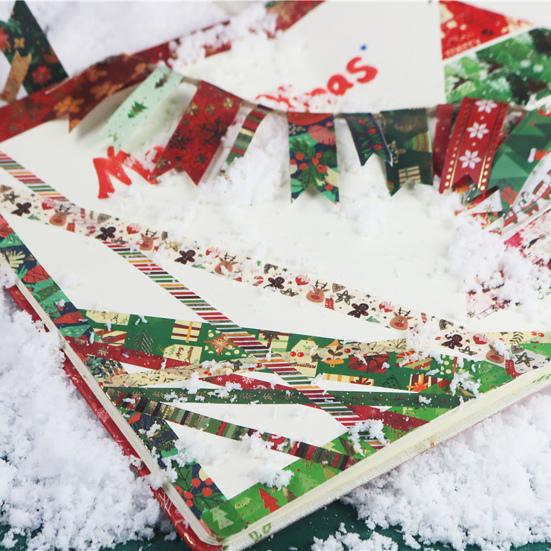 1 Schachtel Weihnachtswashi-Tape Transparentes Muster Gedruckt Reichhaltiges Element Nicht verblassend