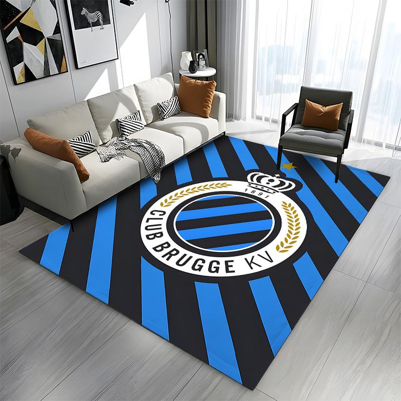 Club Brugge Logo with Blue Stripes Patterned carpet a non slip rug suitable for all seasons and any setting, gift