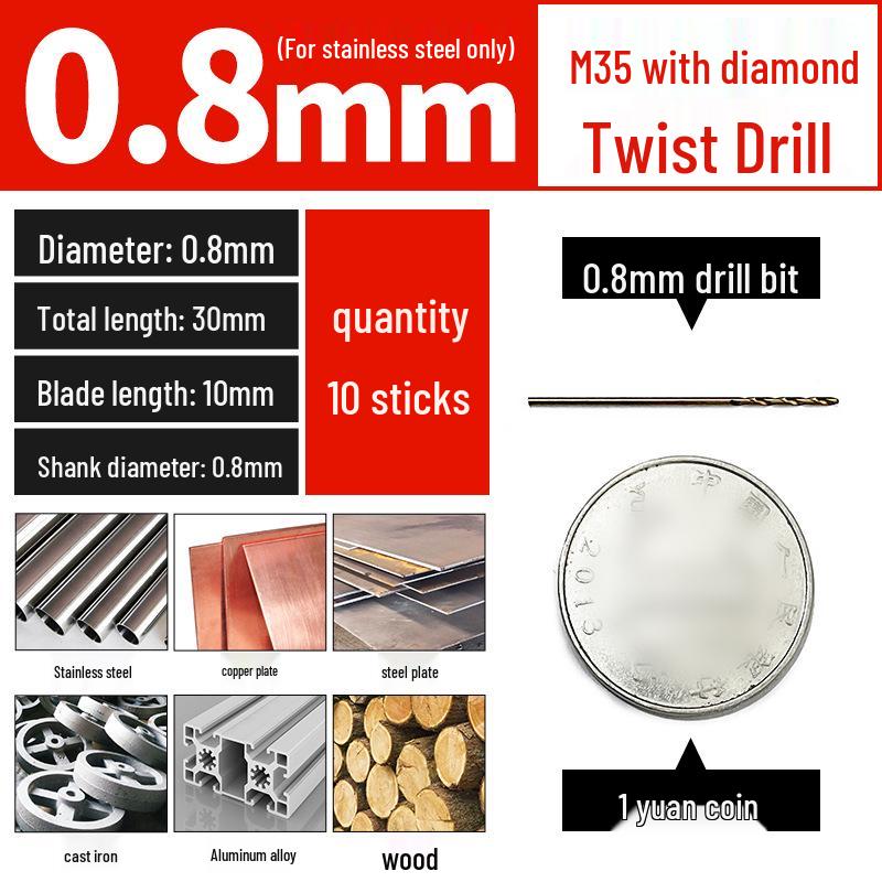 Set di punte da trapano HSS M35 al Cobalto per Legno, Metallo, Acciaio Inossidabile - Alta Durezza