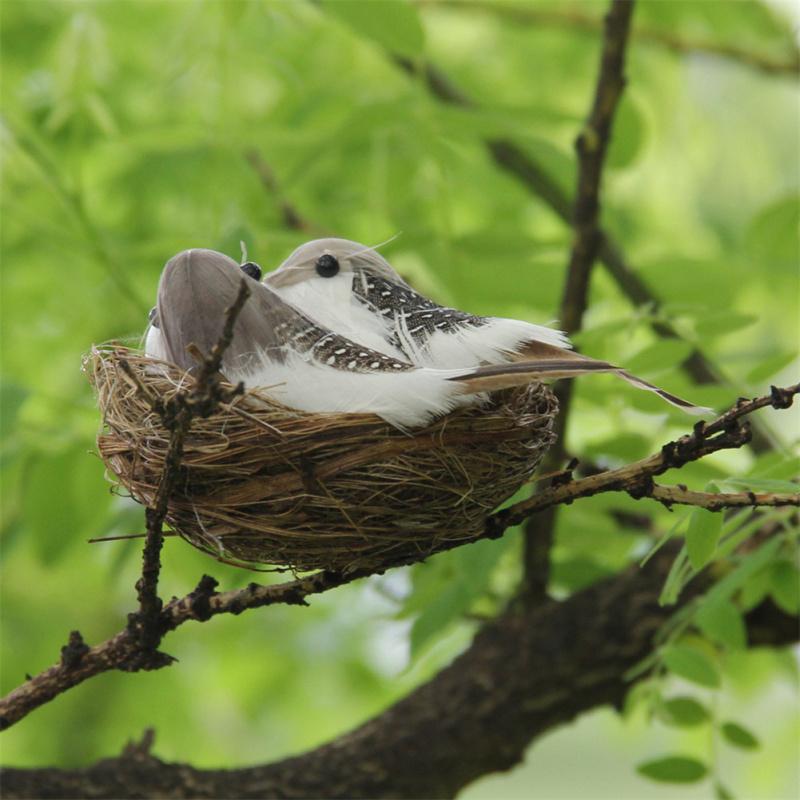 Realistic Artificial Bird Nest With Bird Eggs Car Ornament For Garden Party Lawn Decoration