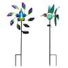 Solar Birds Windmill Light 3D Iron Wind Spinners Ground Plug Light Colorful Lighting Ornaments Home Decor for Courtyard Garden