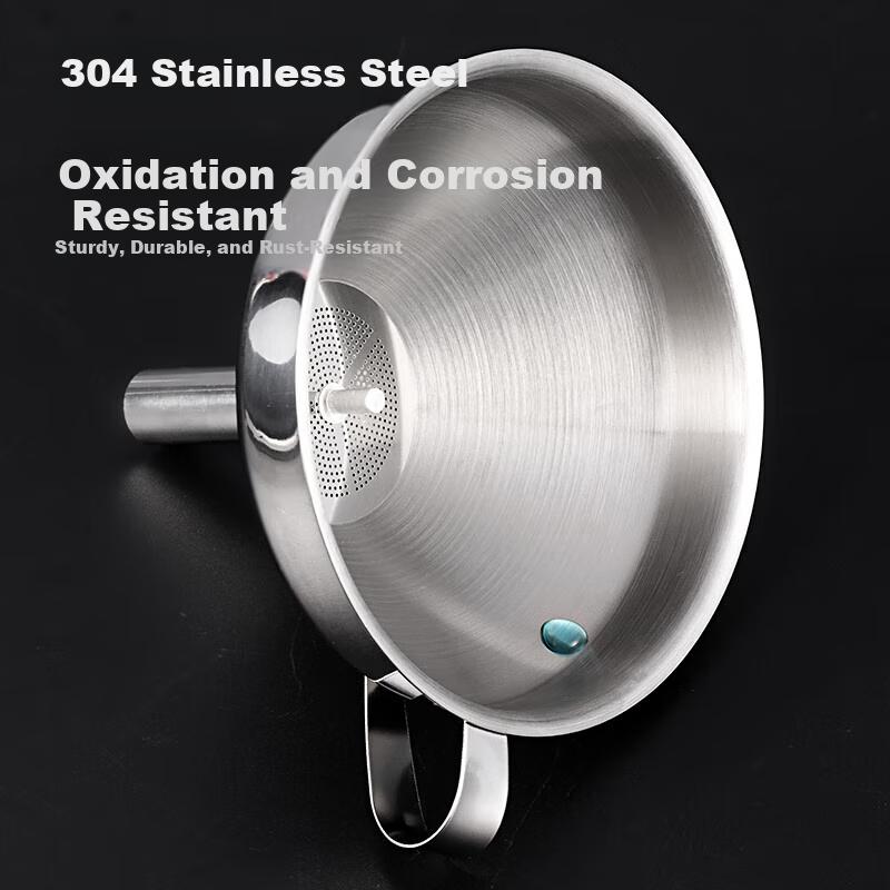 BJ 304 Stainless Steel Wine Pourer Funnel with Filter Mesh, Wine Dipper, Oil Spoon, And Liquor Dispenser Set