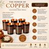 Pure Copper Water Glass Set of 6 with Elegant Etching Design, 300ml Handmade Ayurvedic Drinking Tumblers for Daily Use, Dining
