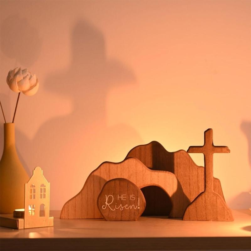 Traditionelle Berg-Grab-Ausstellung aus Holz mit beweglichem Stein für Zuhause