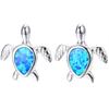 Cute Sea Turtle Stud Earrings For Women Fashion Imitation Blue Fire Opal Stud Earrings For Women Wedding Band Jewelry Gifts