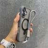 Wrist Strap Matte Clear Magnetic For Magsafe Holder Stand Case For iPhone16 15 11 12 13 14 16 Pro Max Plus With Lens Glass Cover