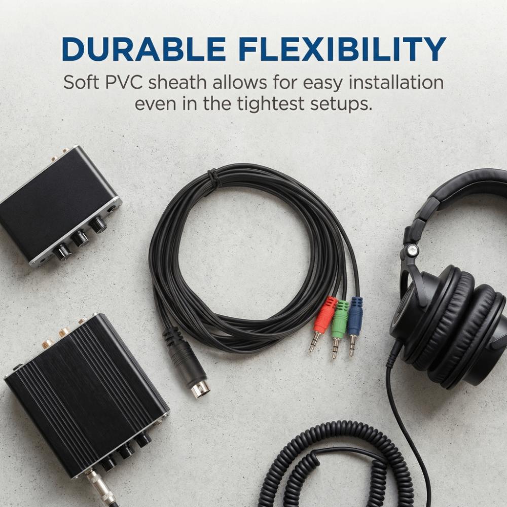 9 Pin Mini DIN 9 Pin to 3.5mm Cable Flexible DIN to 3 Cable Sound Adapter Cord Audio Equipment