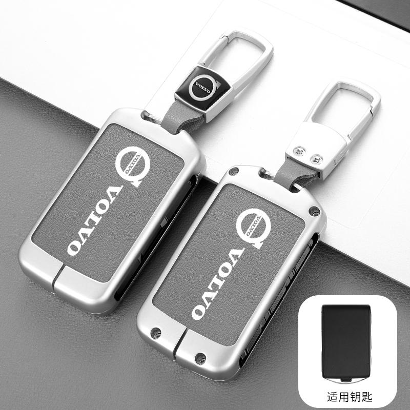 Zine Alloy Leather Car Key Case Cover Shell For Volvo XC40 XC60 S90 XC90 V90 2017 2018 T5 T6 T8 Polestar 1 2 Protector Accessory