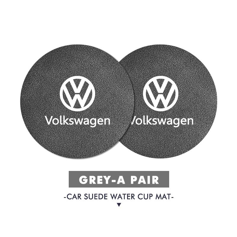 For Volkswagen VW 2pcs Car Cup Holder Coaster Suede Anti Slip Anti Scratch Insert Scirocco Passat Polo B5 B6 B7 CC Tiguan Sharan DG9