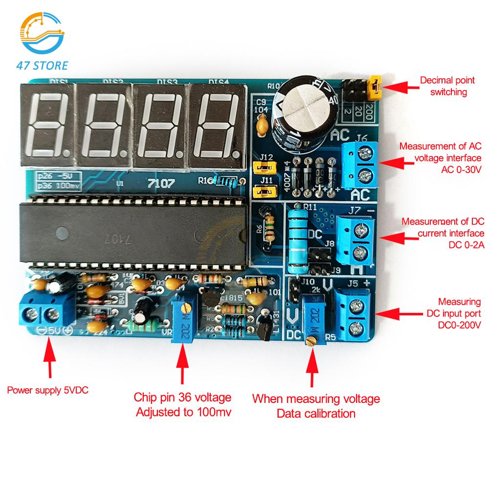Voltmeter Kit Voltage Meter Electronic Production Suite Multifunctional AC DC Voltmeter DIY Kit for Student Electronic Exercise