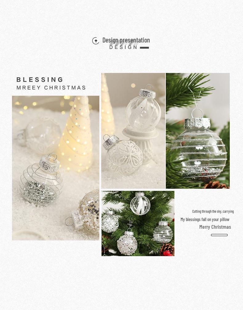 Painted Silver & White Christmas Ball Set: Elegant Tree Ornaments