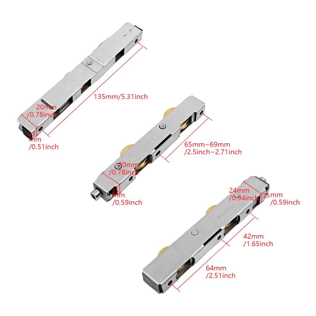 Terrassedør Rullemontasje Kraftig Tandem Erstatning Aluminium & Messing Skyve Terrassedør Rullemontasje for Hjem