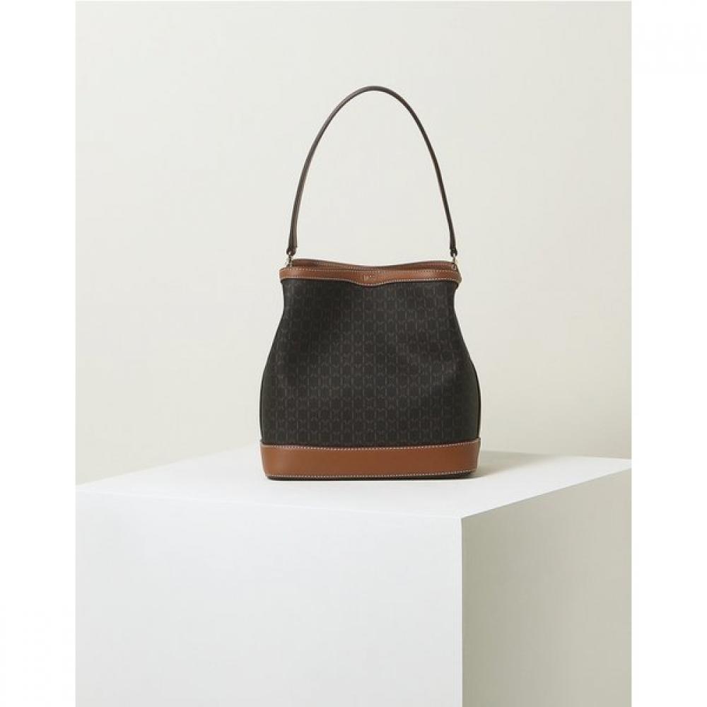 Daks Brown Barnett Dd Pattern Leather Medium Bucket Bag Dcba2f863w3