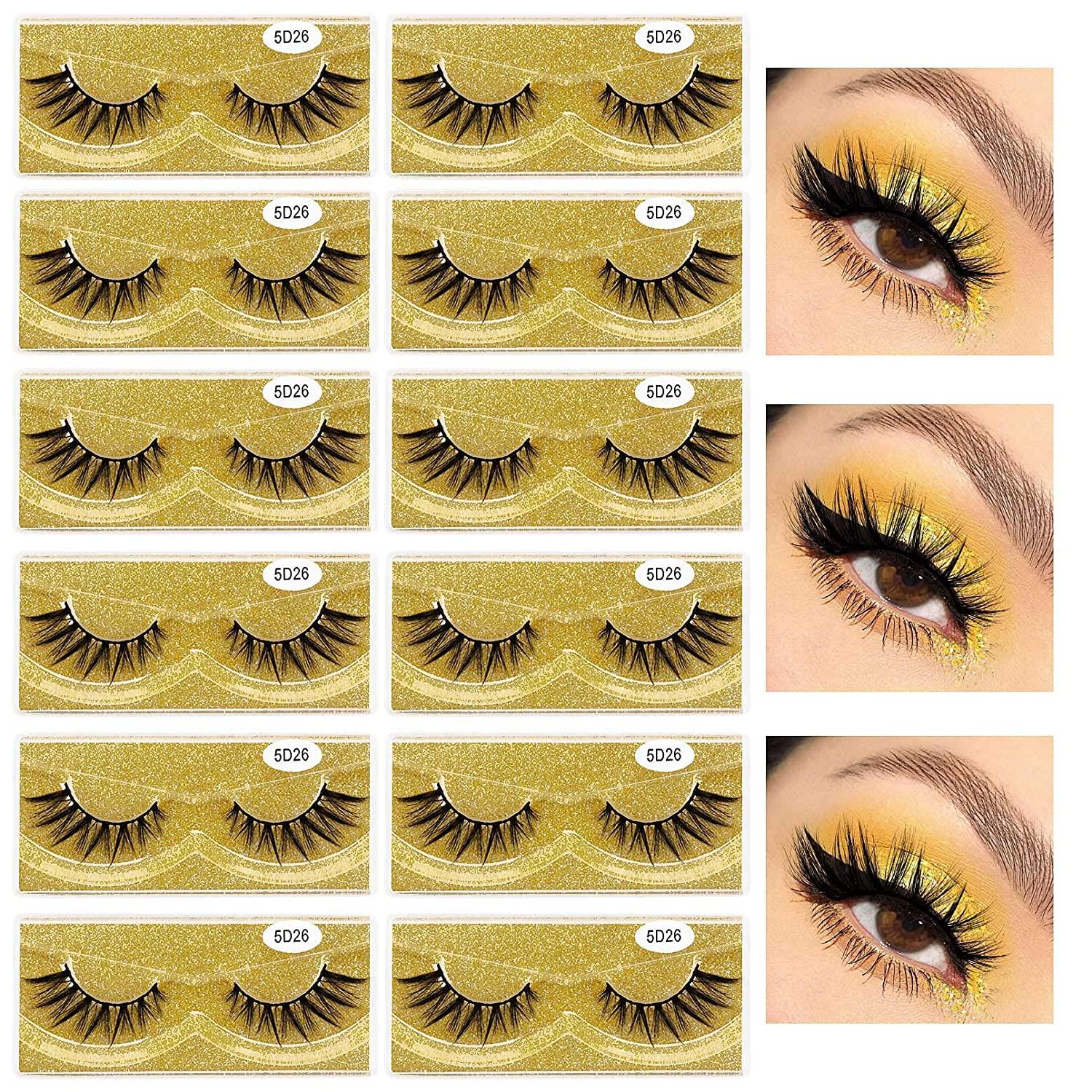 12pairs Natural False Eyelashes Mink Lashes Eyelash Extension Beauty Glue Fake Lashes Wholesale Items Makeup Sets Make Up 1real