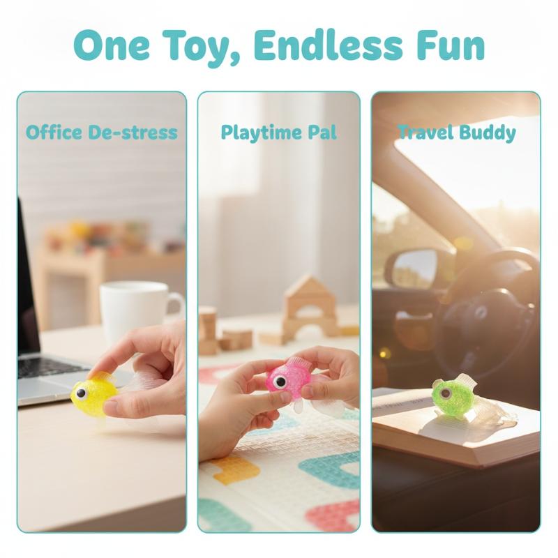 Kawaii Big Eyes Cartoon Goldfish Slow Rebound Gold Powder Maltose Ball Squeeze Fidget Toy Big Tail Goldfish Kids Gifts