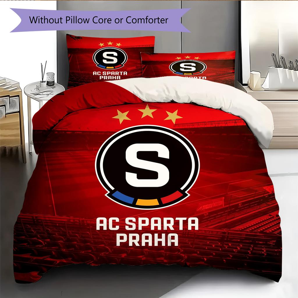 Sparta Prag Fußball Logo Muster Bettwäsche Heimdekoration Geburtstagsgeschenk (1 Bettbezug + 2 Kissenbezüge, ohne Füllung)