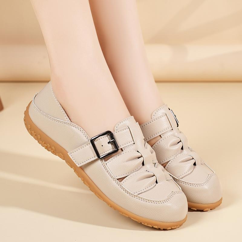 Damensandalen Sommer-Essentials Mary Jane Strand-Flats Bequeme weiche Gehsandalen Römische Sandalen für Mädchen Übergröße