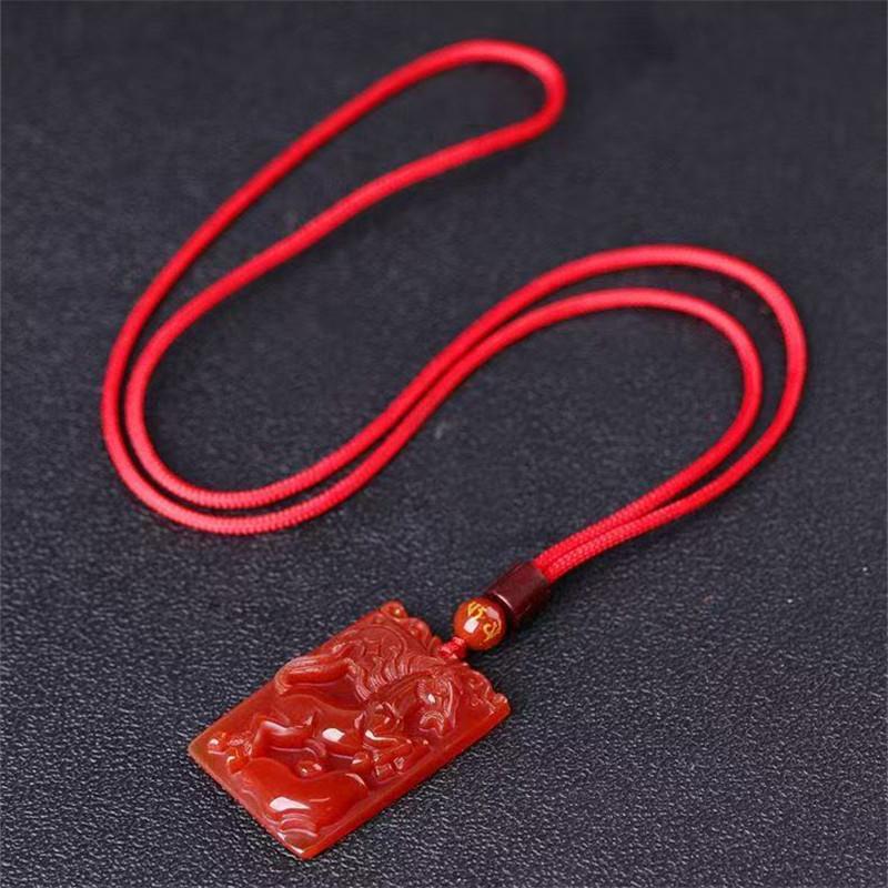 

Natural agate immediately rich square brand pendant necklace keychain men s and women s zodiac jewelry