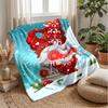Festive Christmas Gnome with Tree and Heart Theme Blanket Lightweight Warm Flannel Blanket Decorative Throw Blanket for Home Decoration