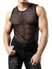 Men's Crew Neck Fishnet Tank Top - Breathable, Loose, Casual, Plus Size, European & American Style.