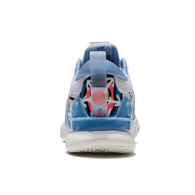 Li Ning Speed 8 Dämpfung Rutschfest Abriebfest Niedrig geschnitten Performance Basketballschuhe Herren Weiß Blau ABAT119-4