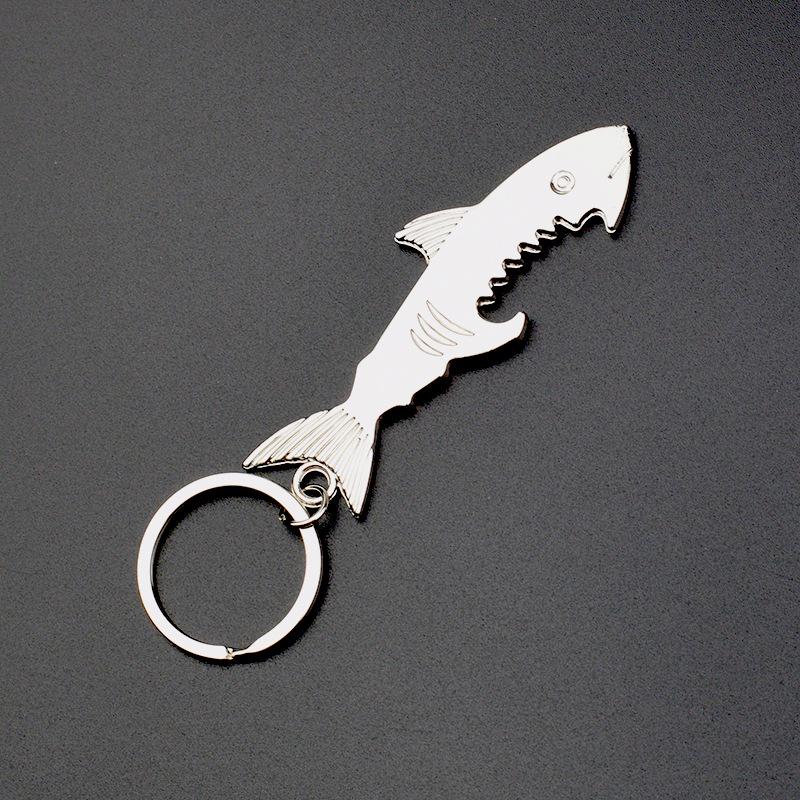 Haai Flesopener Multifunctionele Sleutelhanger - Metalen Sleutelhanger met Graveerbaar Logo, Creatief Cadeau