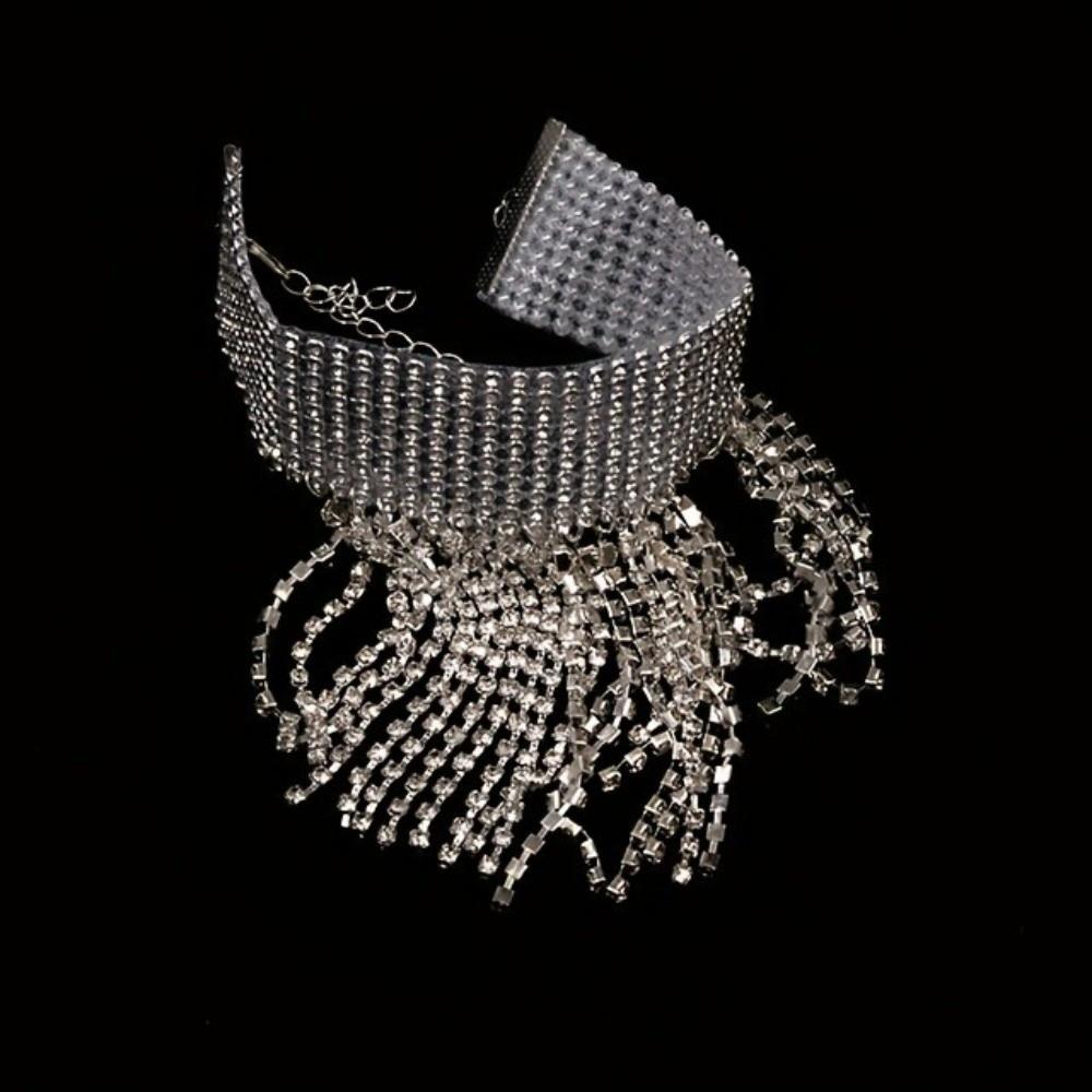 Adjustable Rhinestone Tassel Anklet Delicate Foot Chain Jewelry  High Heel Shoes