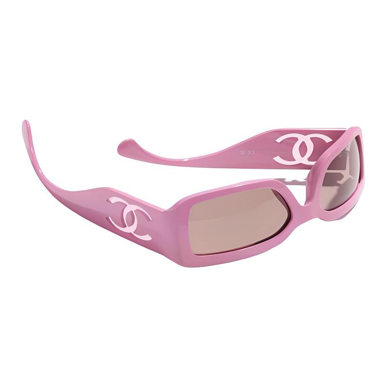 CHANEL Temple Logo Nylon Acetate Irregular Sunglasses Unisex Couple Style Pink