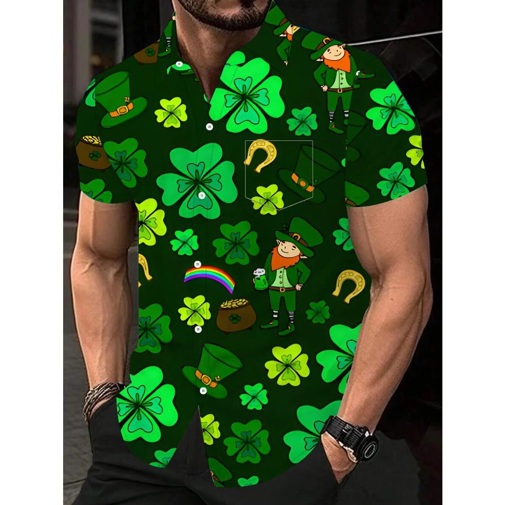 Summer Men's Stylish Beach Shirt Hawaiian Style Casual Man Short Sleeve Fashion Print Breathable Party Outfit Tops