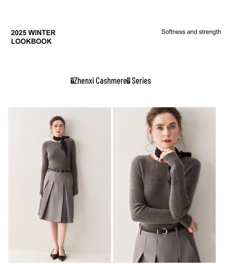 2025 Women's Seamless Cashmere Slim Fit Sweater - Autumn/Winter Knit, Skin-Friendly Round Neck