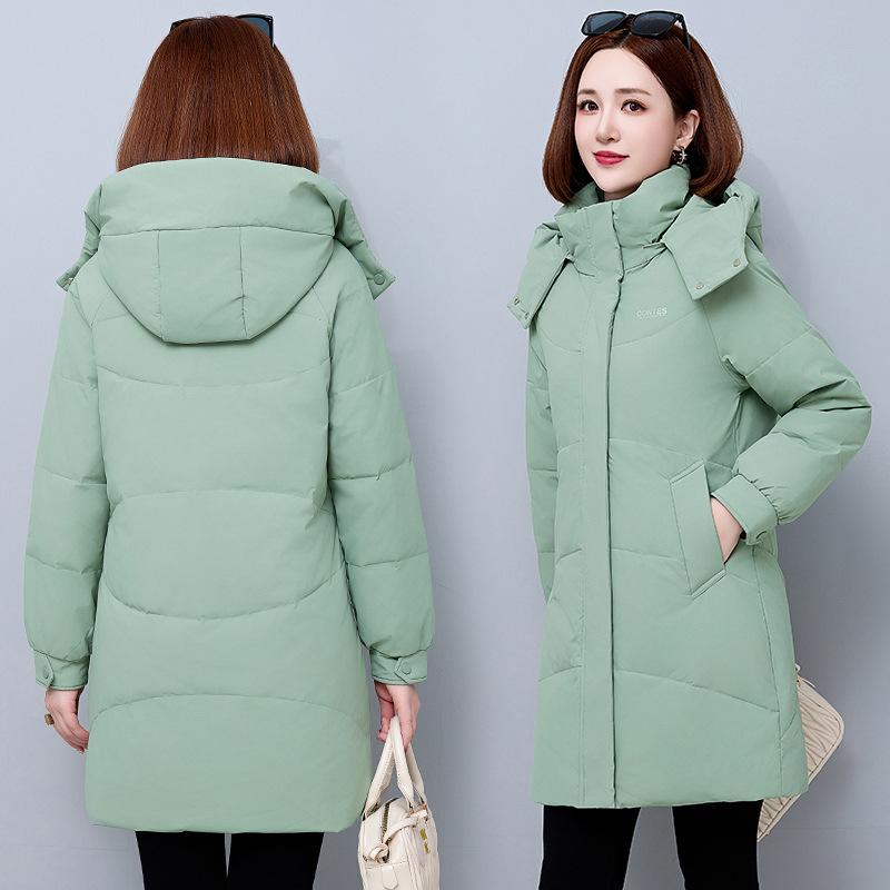 

Down jacket women s mid-length winter new fashion Korean style loose thickened white duck down jacket off-season 3XL