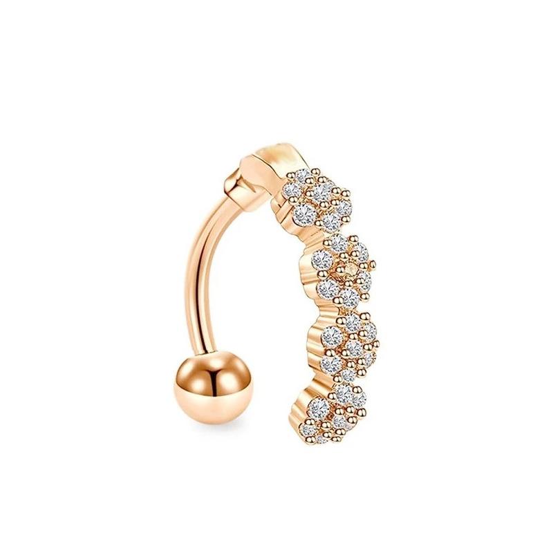 

Европейский и американский новый продукт, прокол, четыре цветка, украшения для пупка, перевернутые кольца, можно сложить, прокол, ювелирные изделия, сверление кольца в пупке