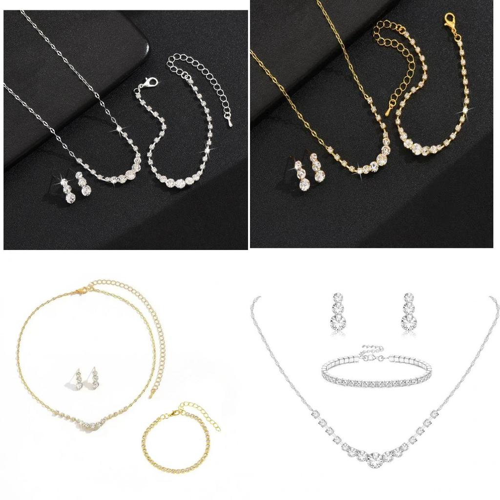 Water Drop Wedding Necklace Set With Geometric Pendant For Bridal Jewelry Collection