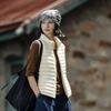 Rib down vest, retro Korean solid color stand-up collar, light and warm, versatile casual sleeveless vest women