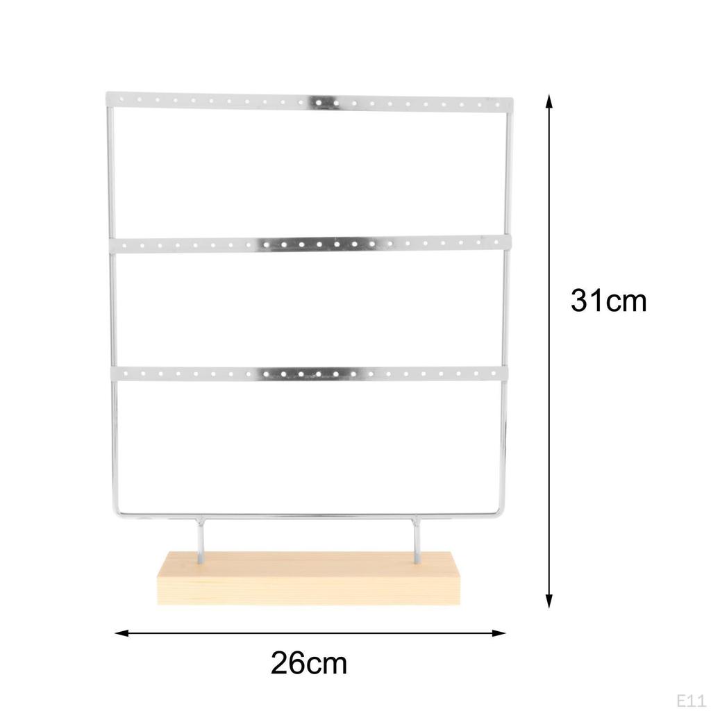 Earring Holder Stand 3 Tier Rectangular with Wood Base Versatile Jewelry Towel Elegant Durable