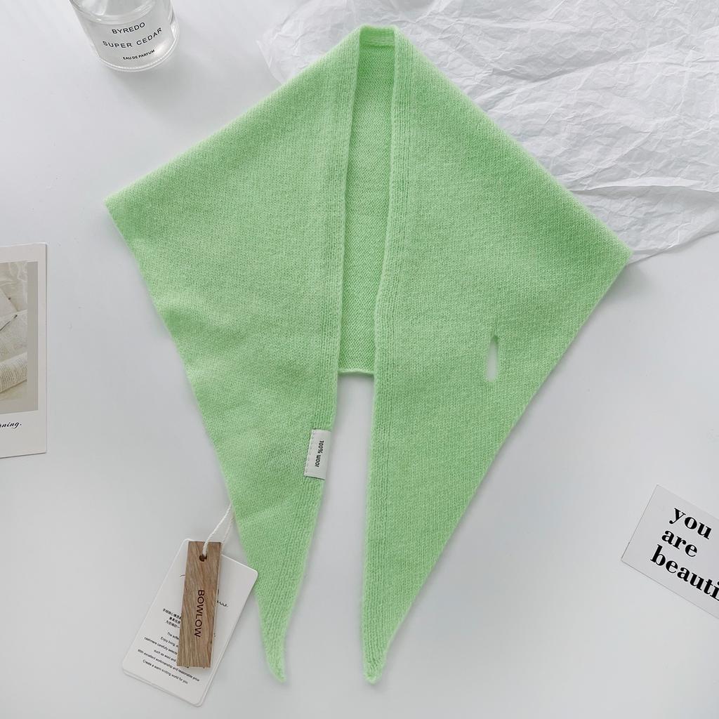 New Korea Styles 100% Wool Knitted Triangular Scarf Women Winter Warm Decorate Headscarf Shawl Neckerchief Hijab Pashmina