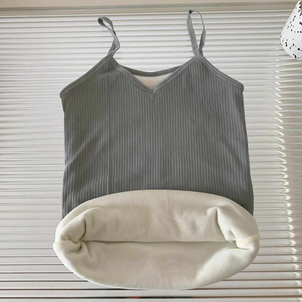 Autumn/Winter Velvet-Lined Thick Ribbed Vest: Warm, Slim-Fit Layered Muscle Tank